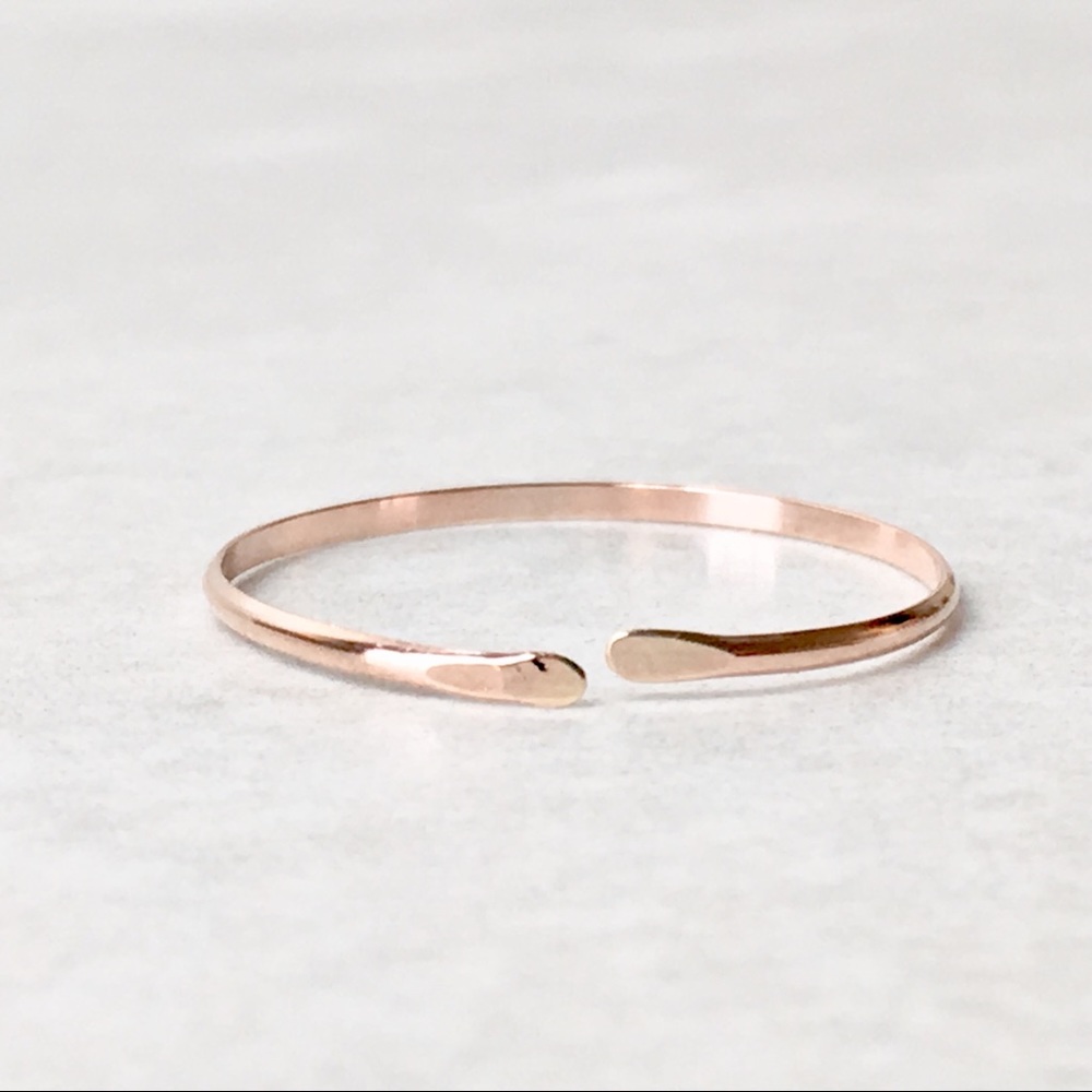 Super Thin Adjustable 14K Rose Gold Filled Ring - Picture 3 of 7